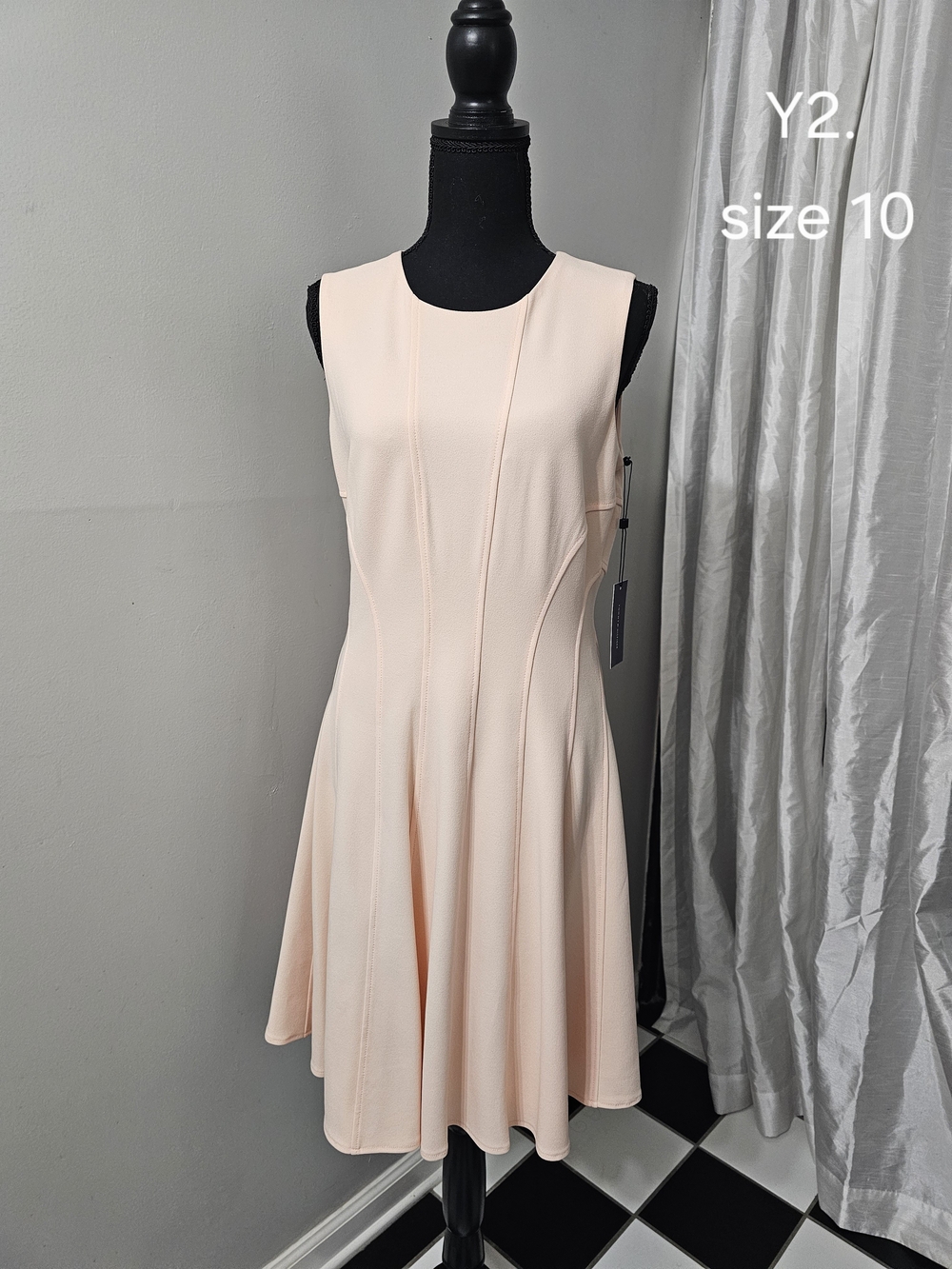 Tommy Hilfiger Sleeveless Midi Fit-and-Flare Dress in Pale Blush